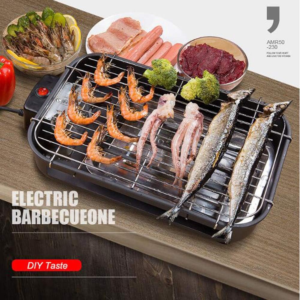 review BUTTERFLYSILK Portable Electric Barbecue Grill Small Indoor Smoke Free Grill Stainless Steel Split Design is Easy to Clean for Picnic Garden Terrace Camping Party Black 1300W 220V