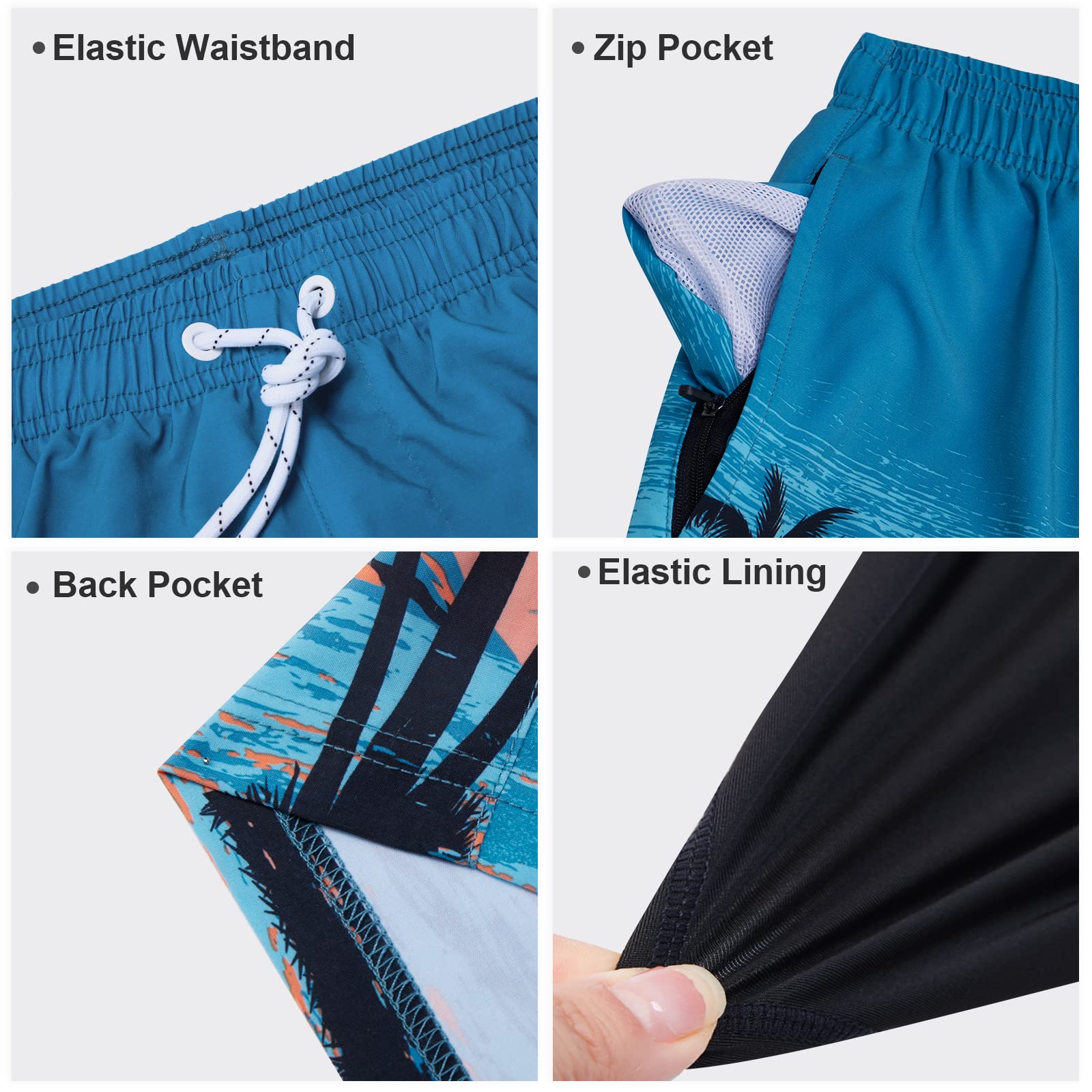 Arcweg Badehose für Herren Badeshorts mit Kompression 2 in 1 Swimming Shorts Schnelltrocknend Männer Kurz Strandhose Mit Reißverschlusstasche Strandshorts S （EU） 5