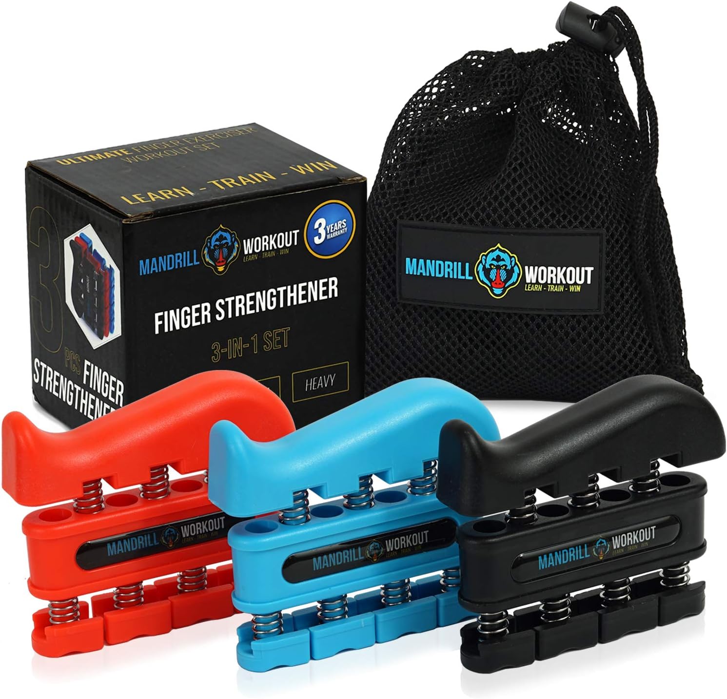 (3 Pack) Finger Strengthener Workout Kit Finger Exerciser for Forearm and Hand