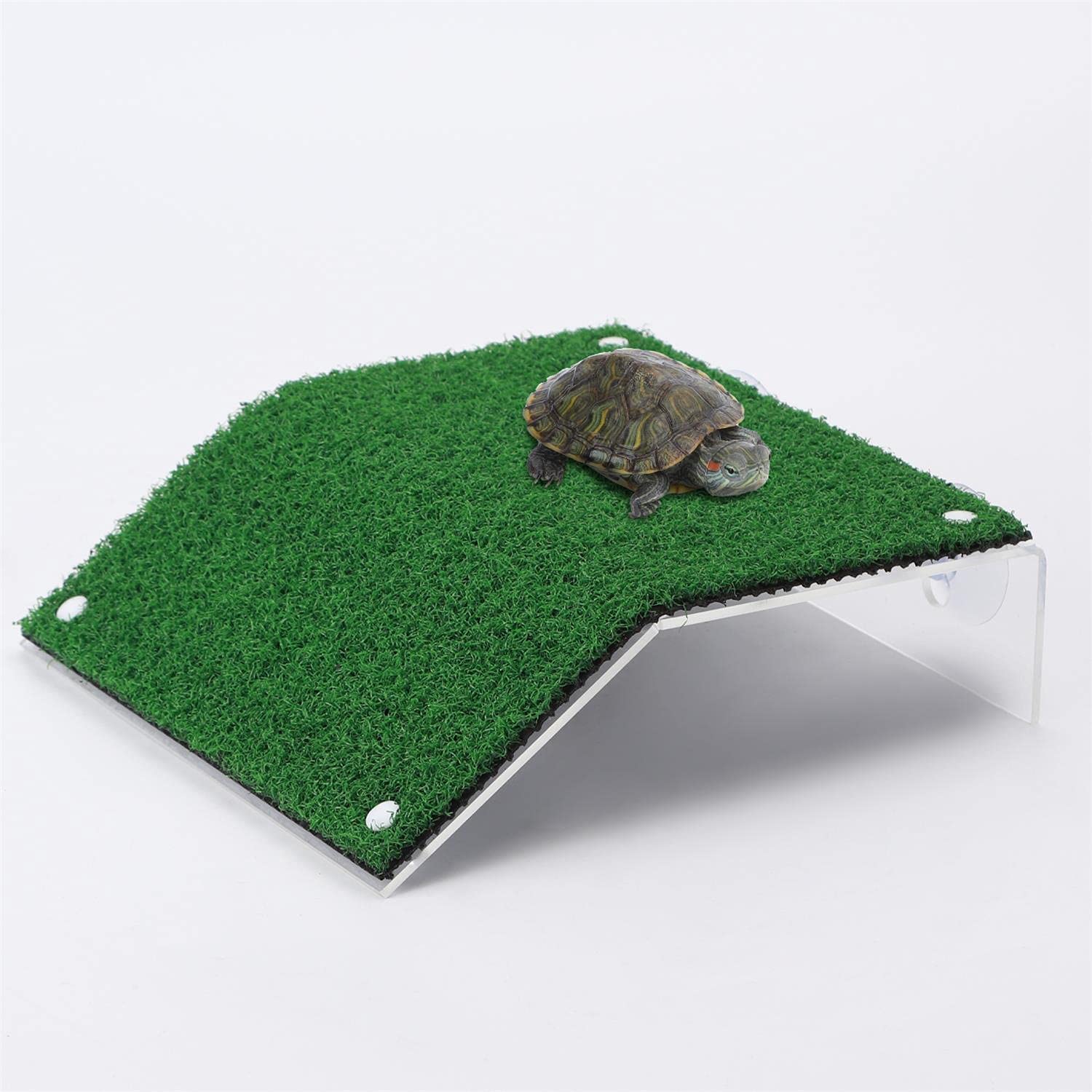 KOMUNJ 1 x Turtle Basking Platform, Realistic Green Lawn Climbing Ladder, Simulation Lawn Platform (20 x 10 x 12 x 5.2 cm)