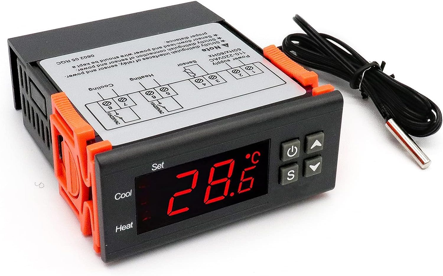 RUIZHI STC-1000 DC 12V Digital Temperature Controller 10A Microcomputer Thermostat Control with Waterproof Sensor and Probe