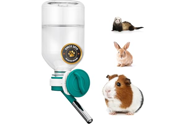 Choco Nose No-Drip Small Animal Water Bottle - Leak-Proof Patented Nozzle Helps Prevent Pet Cage Mess & Wet Bedding - Guinea Pig, Rabbit, Ferret, Hamster - BPA Free, Easy Install, 10.2 fl oz (C128)