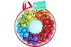 Seasonal Wreath Storage Container - Water Resistant Holder with Clear Plastic Front for 24 Inch Wreaths - Modern Storage Bag by Clutter Armour - Protection for Holiday and Christmas Wreaths