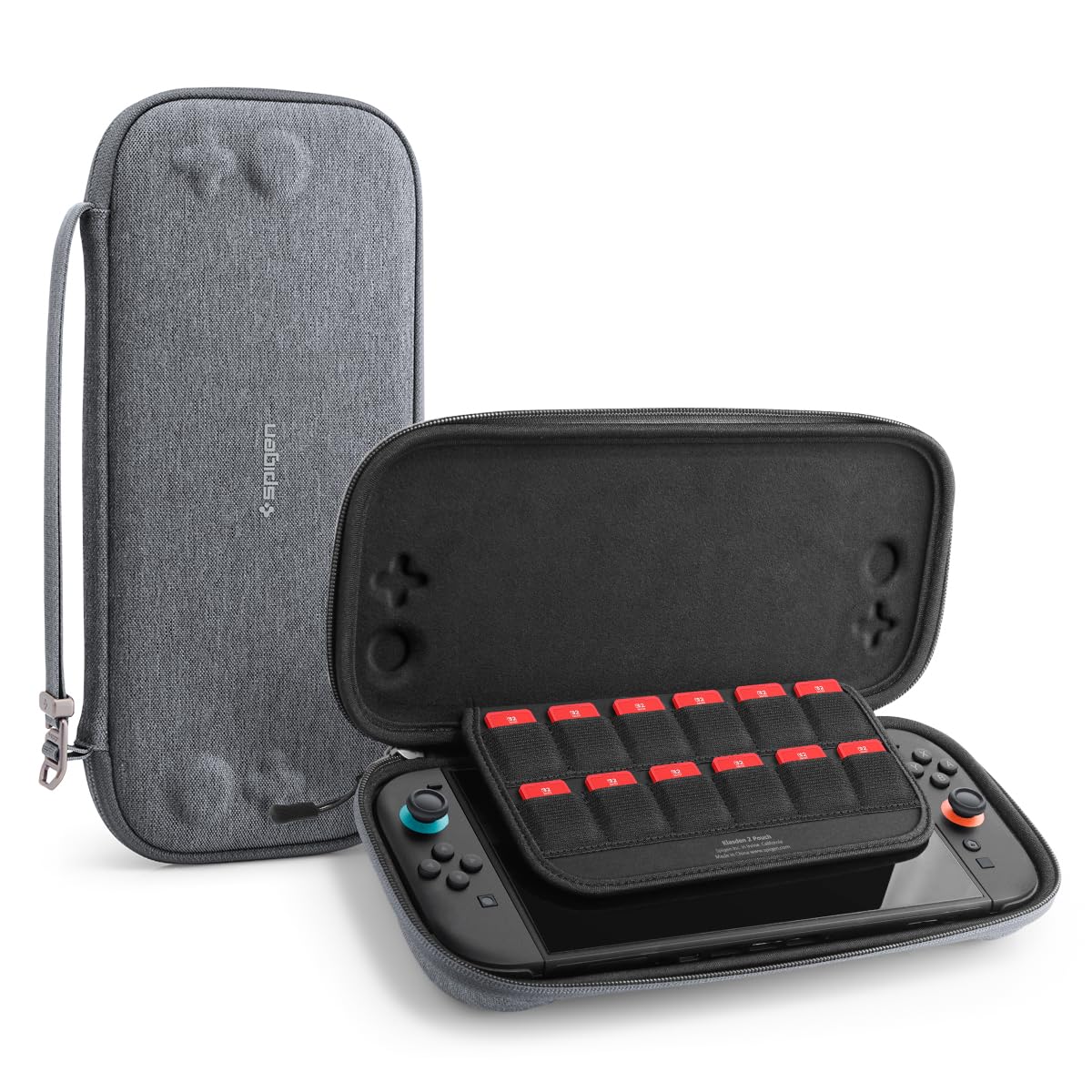 Spigen Klasden Pouch Version 2 Carrying Case for Nintendo Switch 2 (2025) Compact Travel Pouch with 12 Game Slots Rear Grip and G Hook - Charcoal Gray Image