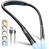 Glocusent Neck Book Light, Rechargeable Neck Lights for Crafts Reading | 1200mAh, Hands Free, 5 Colors, 5 Brightness, Lightweight, Book Lovers Gifts, Ergonomic, Bendable, Knitting, Repairing, Reader