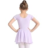 TinyChoice Ballet Leotards for Girls Ballet Dress for Toddler Dance Leotard Outfit with Short Sleeve and Skirt, 2T-11Y