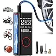 Tire Inflator Portable Air Compressor, InflaVive 150 PSI Cordless Air Pump for Car Tires, Electric Bike Tire Pump with Pressure Gauge, LED Light for Car, Motorcycle, Bicycle, Ball
