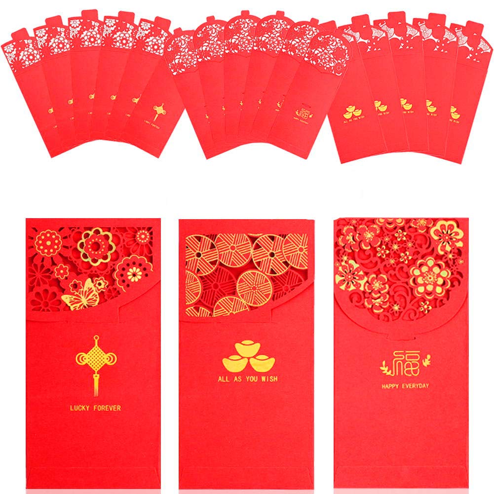 Chinese New Year Red Envelopes Lucky Money Pockets Hongbao For Spring Festival New Year Birthday Wedding Bussiness Occasion 18 Pcs Set Buy Online In Aruba At Aruba Desertcart Com Productid
