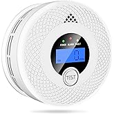 Interconnected 2-in-1 Smoke & Carbon Monoxide Detector with Digital LCD Display, 85dB Loud Alarm, RF Linking for Whole Home Safety, Easy Install for Bedroom, Hallway, RV