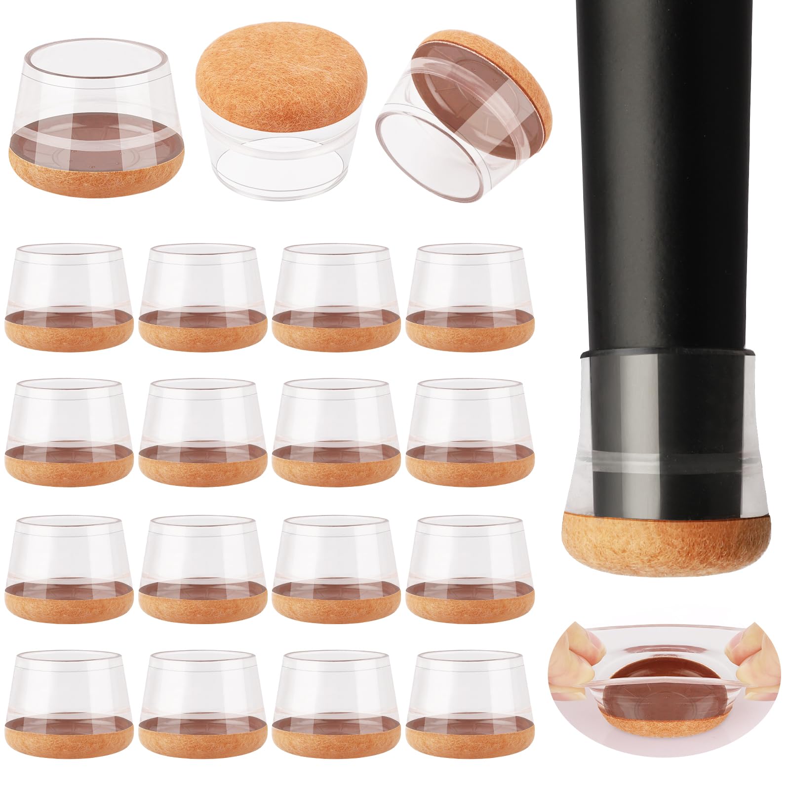 Photo 1 of 16 Pcs New Chair Leg Floor Protectors, Silicone Chair Leg Protectors for Hardwood Floors, Floor Protectors for Chairs, Chair Leg Caps Protect Wooden Floors from Scratching, Won't Tear