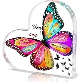 Inspirational Butterfly Decor Gifts for Women Unique Birthday Gifts for Women Christian Gifts for Women, Mom, Friends, Sister Heart Shaped Acrylic Butterfly Home Desk Accessories
