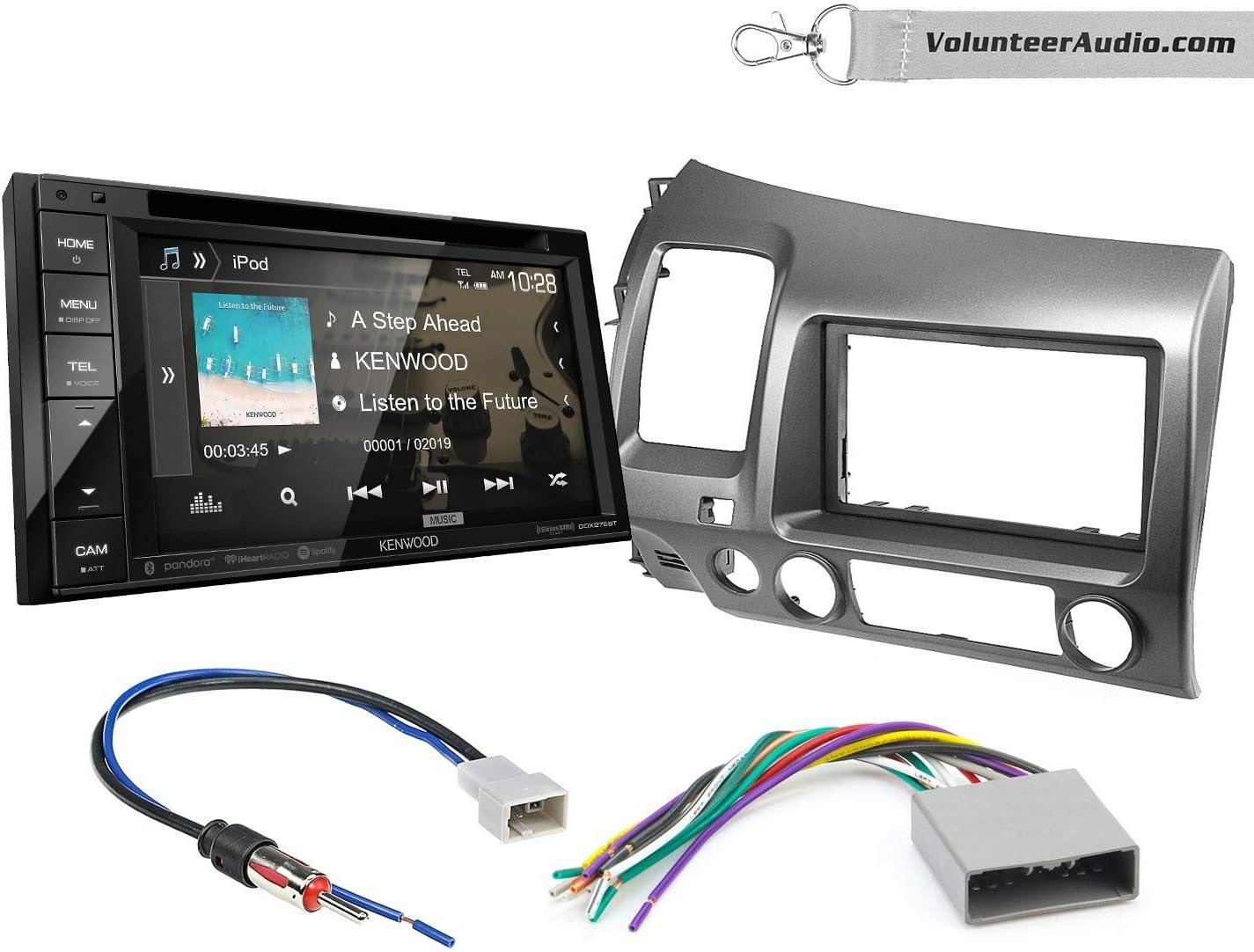 Kenwood DDX276BT Double Din Radio Install Kit With 6.2 Touchscreen, SiriusXM Fits 2006-2011 Honda Civic (Dark Atlas Grey)