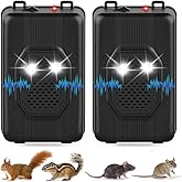 2 Pack Rodent Repellent for Car Engines, Mouse Repellent Ultrasonic Plug-in, Battery Operated Car Rodent Deterrent Under Hood, Keep Mice Rat Squirrel Out of Car, Attic, Garage, Barn, Indoor, Outdoor