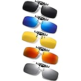 RuiJinGen Clip on Flip up Polarized Lens For Prescription Glasses UV Protection Sunglasses (Clear lenses not Polarized)