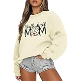 Weetiotio Volleyball Mom Sweatshirts for Women Mama Graphic Sweatshirt Volleyball Gifts Game Day Crewneck Pullover Hoodies