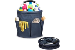 Ashmacdo Cleaning Caddy for Cleaning Supplies,17L Cleaning Supply Caddy with Handle Foldable Cleaning Supplies Organizer Bucket Cleaning Products Organizers for Home, Garden(Navy Blue)