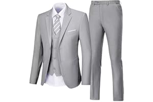 AOWDOY Men's Suit 3 Piece Wedding Suits 2 Buttons Slim Fit Tuxedo Set for Men Prom Casual Business Man Jacket Blazer Vest Pant