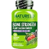 NATURELO 600mg Calcium Supplement for Bone Strength, VIT D3, 120 Capsules | Magnesium, Zinc, Vit K2, for Women &amp; Older Adults, Plant-Based, Well Tolerated, NSF Contents Certified, MFD in GMP Facility