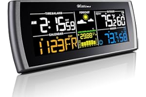 Wittime 2101 Weather Stations Wireless Indoor Outdoor Thermometer Temperature Humidity Monitor with 7.5" Large Adjustable HD Color Display and Outdoor Sensor