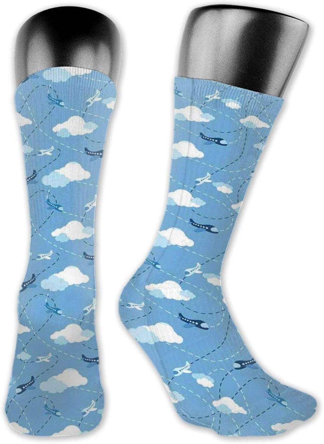 Moruolin Compression High Socks, Kids Boys Aviation Theme Blue Aircraft