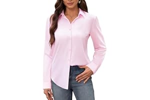 siliteelon Women's Stain Shield Dress Shirts Wrinkle Free Long Sleeve Shirts Solid Work Business Button Down Shirts