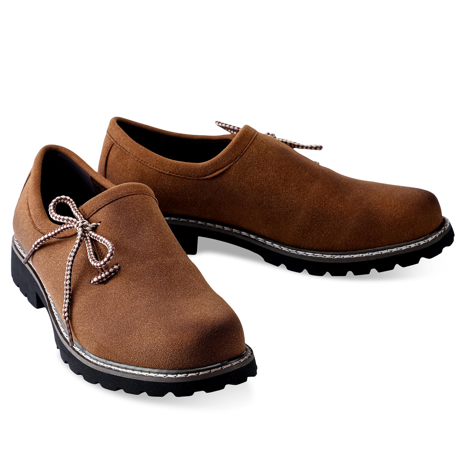 Photo 1 of (used) Cuffbow Lederhosen Shoes for Men Oktoberfest Costume Boots Authentic German Lederhosen Suede Leather Shoes Brown Casual Boots(10,Dark Brown)