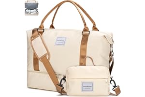WOOMADA Weekender Overnight Bag for Women, Shoulder Travel Duffel with Shoes Compartment,Gym Bag with Toiletry Bag