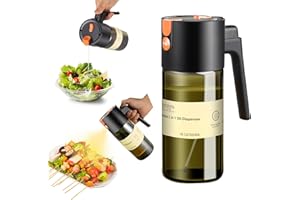 hoforife Glass 2 In 1 Olive Oil Dispenser Bottle for Kitchen Gadgets, Olive Oil Sprayer for Cooking 17.5oz/510ml (Light Block
