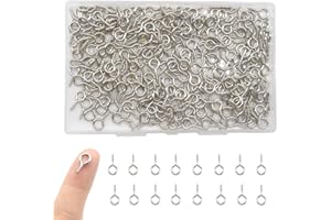 CEEYSEE 300 Pcs Small Eye Screws 8 x 17mm Mini Screw Eye Pin Peg Self Tapping Screws Hooks Ring for Arts Crafts Projects (YJY1)