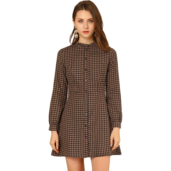 Allegra K Women's Casual Shirt Dress Long Sleeve Half Placket Embroidered  Floral Mini Dresses X-Small White at Amazon Women's Clothing store