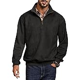 VOGSTART Mens Western Quarter Zip Pullover Midweight Mock Neck Suede Fabric Casual Sweatshirts (S-XXL)