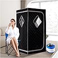 ZONEMEL Full Size Portable Steam Sauna, Personal Home Spa, 1500 Watt 4 Liter Steamer with Remote Control, Timer, Foldable Chair (L 33.8" x W 33.8" x H 65.7", Black)