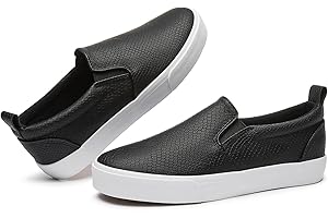 TUOPIN Womens Synthetic Leather Slip On Shoes,Padded Collar Slip on Sneakers for Women,Casual Loafers Walking Shoes