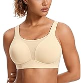 SYROKAN High Impact Sports Bras for Women High Support Front Mesh Panel Running Padded Wireless Bra