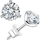 PLOEEI Moissanite Stud Earrings for Women, 0.5-2ct Lab Created Diamond Stud Earring,18K Gold/White Gold Plated S925 Sterling Silver Earrings, D Color VVS1 Round Brilliant Earrings Jewelry Gift