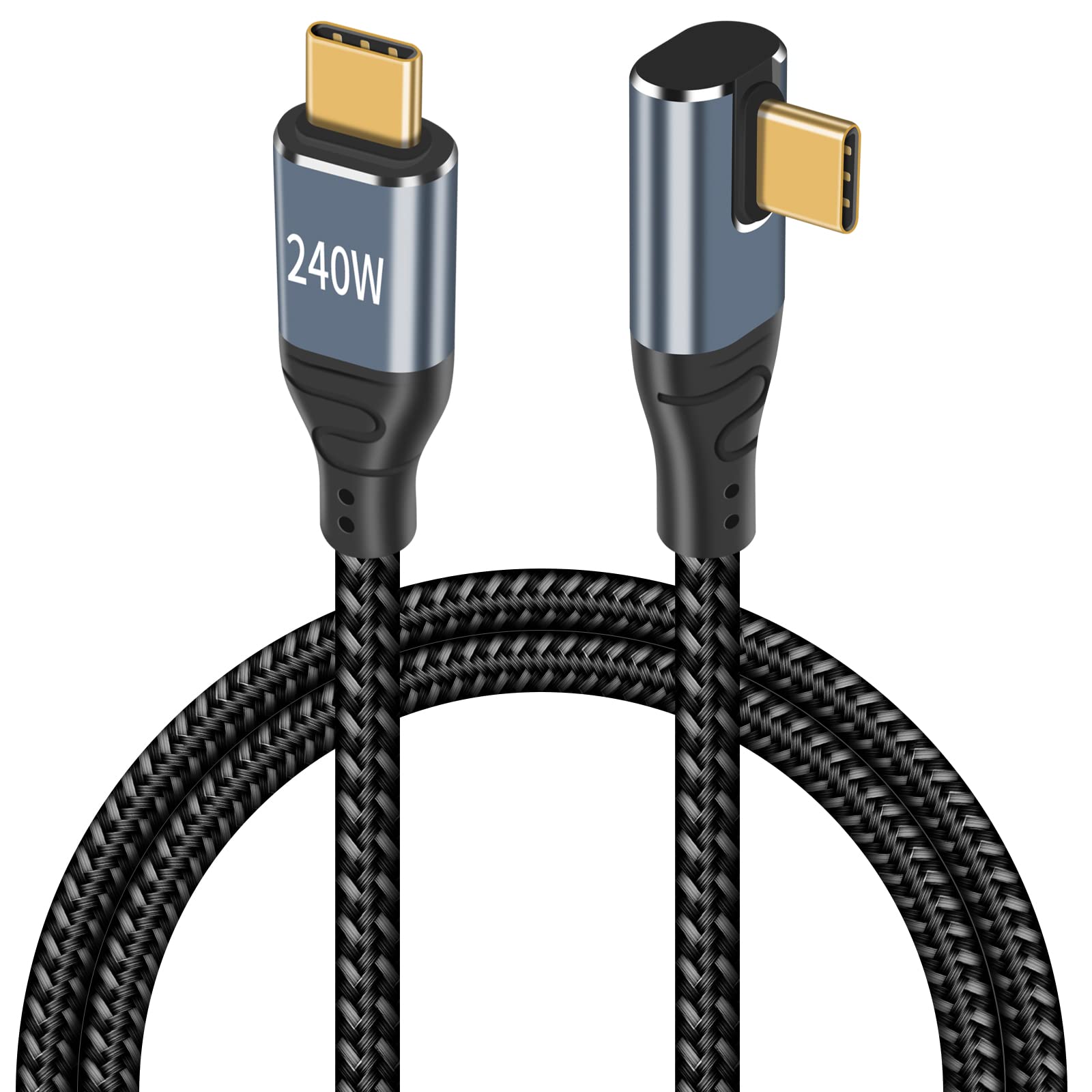 Maxhood Right Angle USB C to USB C Charger Cable 240W, 48V/5A USB C Right Angle Cabl Shorte, Type C Charger Cable Fast Charging Compatible for Galaxy S23 S22 S21 S20 Ultra Air MacBook