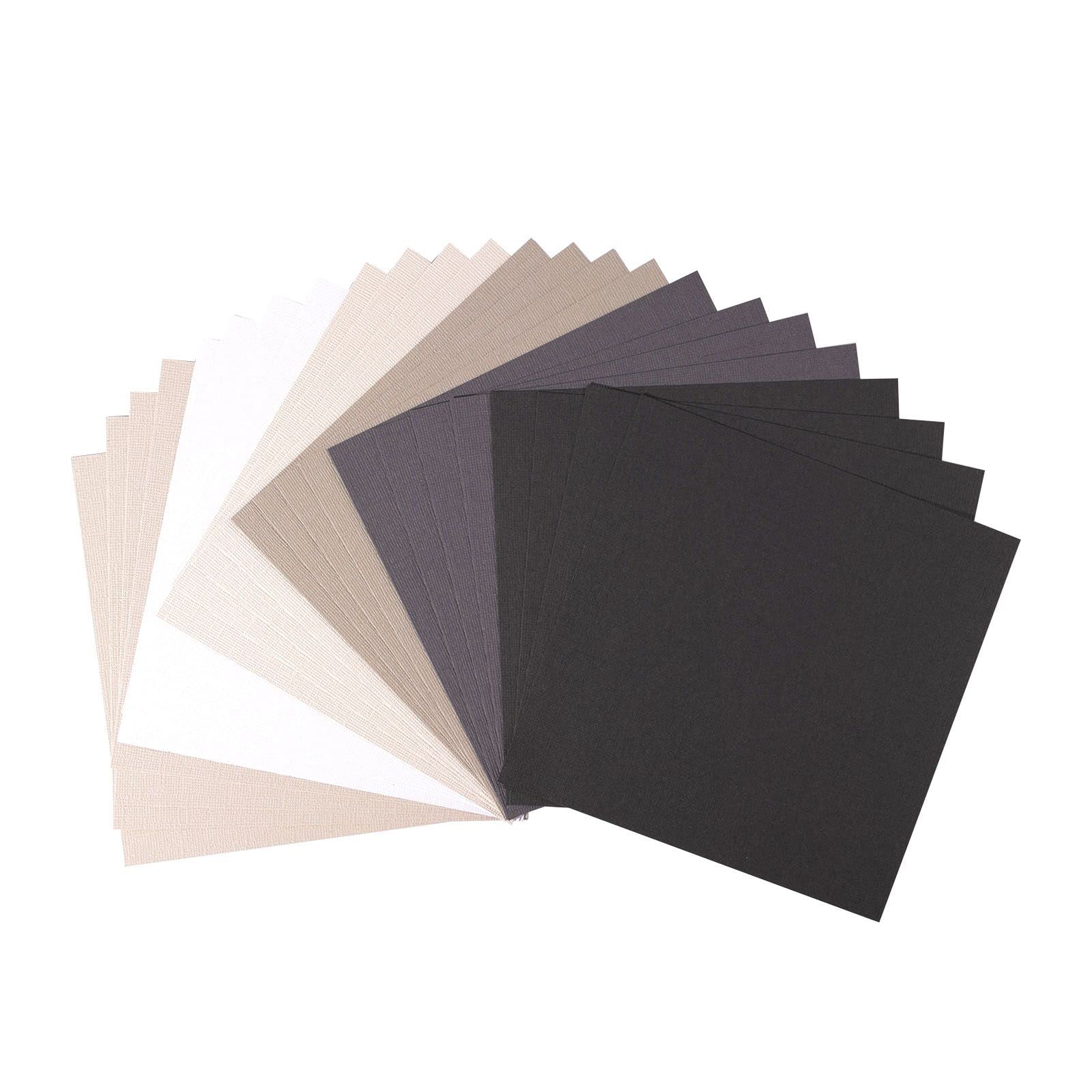 Florence Cardstock Textured Multicoloured - Coloured Card Making Supplies 6 x 6 inch - Black - 24 Sheets - Coloured Paper for Scrapbooking, Card Making and Other Paper Crafts - 216 gsm