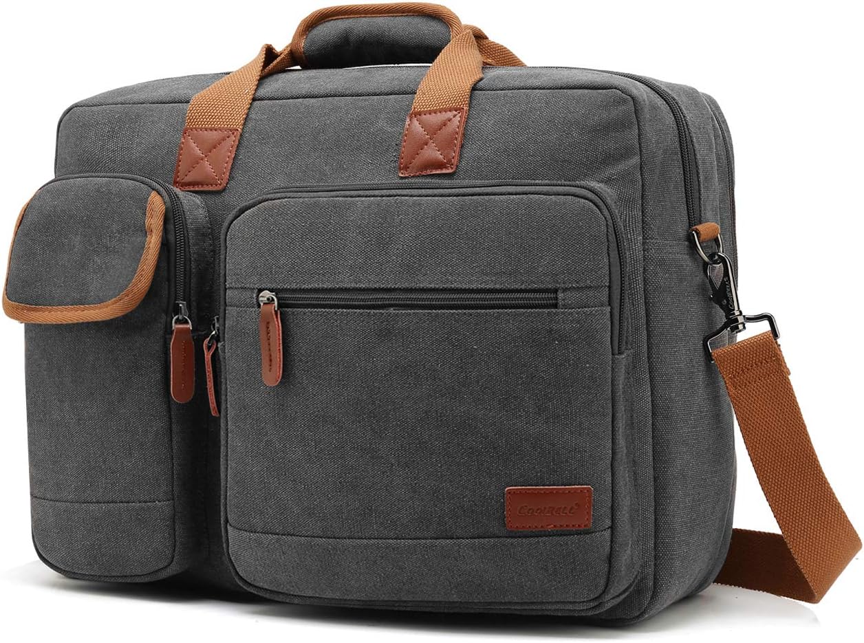 CoolBELL 15.6 Inch Laptop Bag Canvas Briefcase Protective Messenger Bag Shoulder Bag for Laptop/Ultrabook/Tablet/Men/Women/Business (Canvas Dark Grey): Computers & Accessories