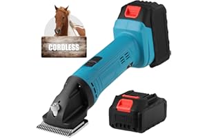 DODAER Cordless Electric Professional Horse Clippers,Horse Clippers with 2 PCS Rechargeable Lithium Battery,6 Speeds Heavy Duty Animal Grooming Clippers for Thick Coat