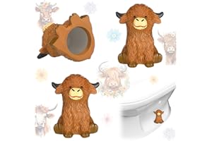 Honeydak 2 Pack Toilet Bolt Caps Decorative Highland Cow Toilet Bolt Screw Covers Cute Ceramic Bathroom Decor Fun Themed Gadgets Bathroom Replacement Parts