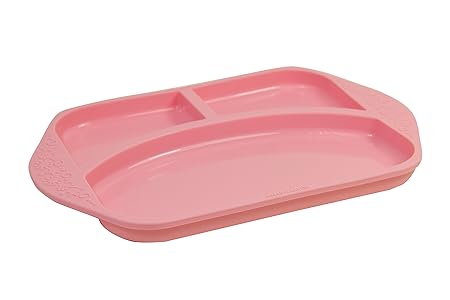 Marcus & Marcus Baby 3 Section Silicone Divided Plate, Pokey The Piglet, Pink