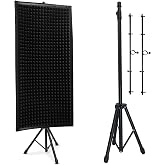 Pyle Microphone Isolation Panel with Height Adjustable Tripod Stand - High Density 2" Thick Foam Sound Dampening Wall - Foldable &amp; Portable Mic Shield for Podcasts, Singing, Recording, Broadcasting
