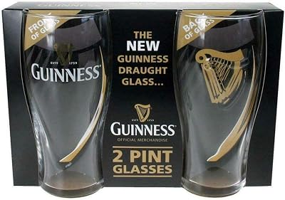 Guinness Logo Pint Glasses Pack of 2 Unisex Transparent Glasses