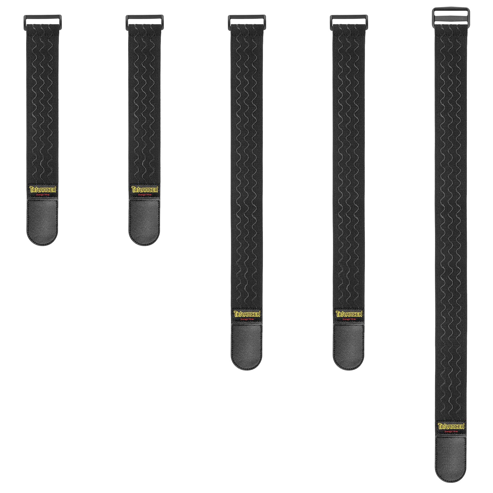 Trilancer Elastic Cinch Straps with Anti-Slip Strips, 3 Size Combo(5-Pack) Heavy Duty Hook and Loop Storage Straps for Extension Cords, Cables, Ropes, Hoses, Bike, RV, Pant Garters,Garage Organization — image 1