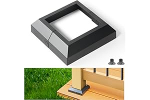 AECXM 2Pack 3.5"x 3.5" Aluminum Deck Post Base Cover, Split Post Cover Skirts for Deck Railings丨Stairs丨Porches Black