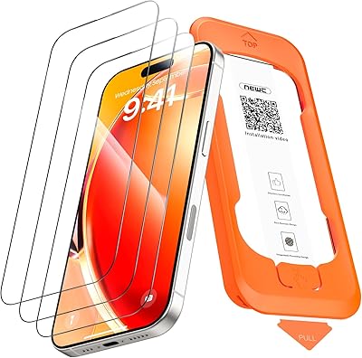 NEW'C 3 Stück Full Screen für iPhone 17, 17 Pro, iPhone 16 Pro Panzerglas (6,3 Zoll), Schutzglas [Auto-Installation], Frei von Kratzern, 9H Härte, Displayschutzfolie, Ultrabeständig folie