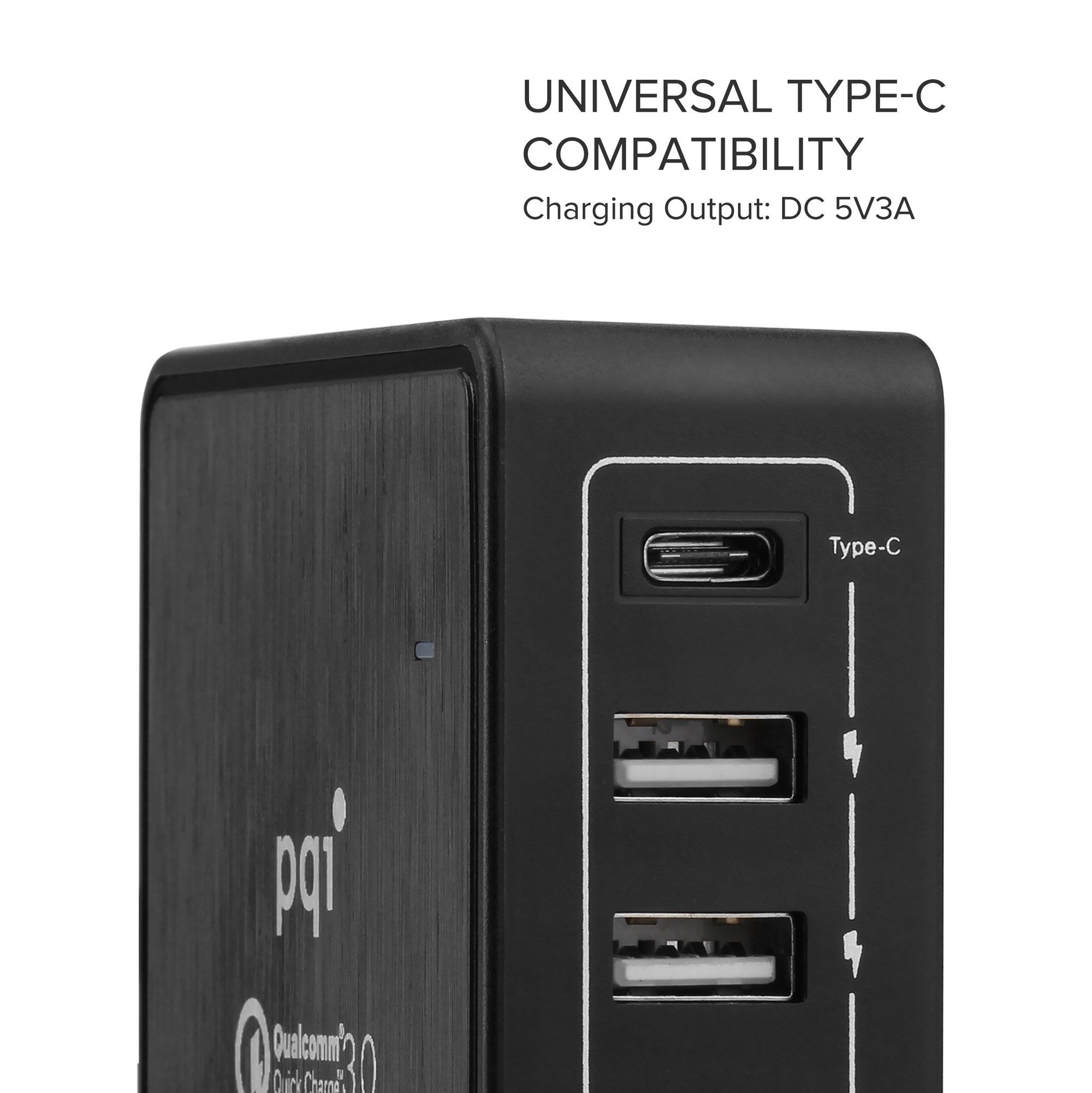 Multiple USB Wall Charger, PQI i-Charger 40W 5-Port Quick Charge 3.0 & Type C with Charging Station for Apple iPhone, iPad, HTC, Samsung Galaxy S7/S6/Edge, LG G5