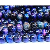 Dreamy Tiger's Eye Beads for Jewelry Making 8mm Round Stone Beads for Bracelets Natural Jasper Stone 46pcs/Strand