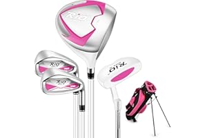 PGM Junior Golf Clubs Set - Kids Golf Clubs for Ages 3-5, 6-8, 9-12 | Right Handed - Oversized Sweet Spot 360cc Driver - Lightweight Graphite Shafts - Golf Stand Bag