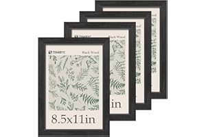 TENIBYC 8.5x11 Picture Frame Black - 4 Pack, HD Tempered Glass, Elegant Wood Grain Photo Frame, Suitable for Certificate Document, Table or Wall Display